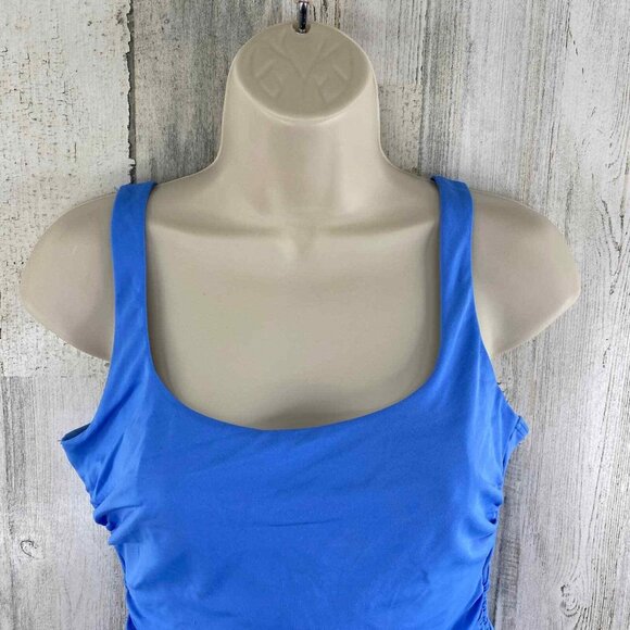 Lands End One Piece Swimsuit Womens 12 Blue Nylon Ruched Sides‎ - Picture 3 of 9